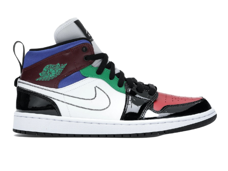 Nike Air Jordan 1 Mid SE Black White Multi-Color (W)