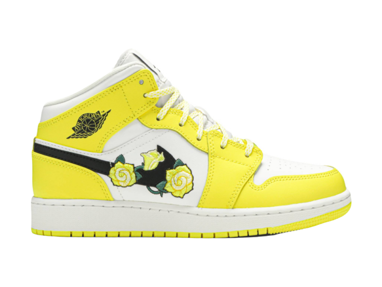 Nike Air Jordan 1 Mid Dynamic Yellow Floral (GS)
