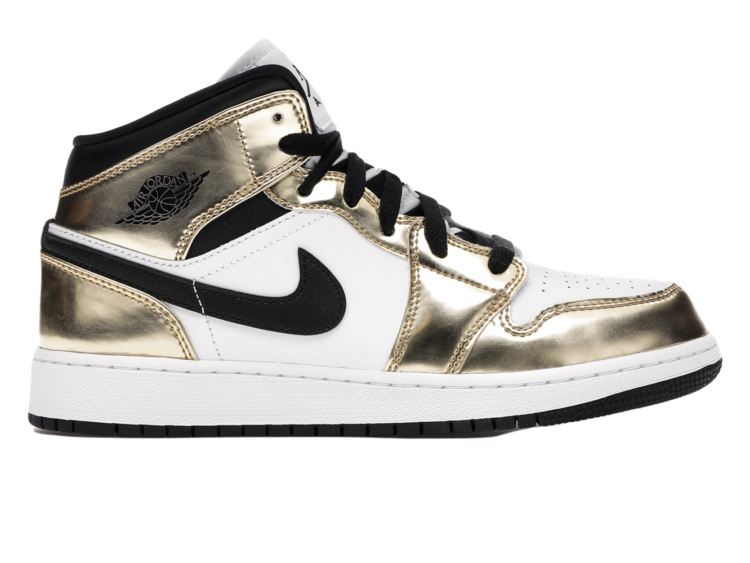Nike Air Jordan 1 Mid Metallic Gold Black White (GS)