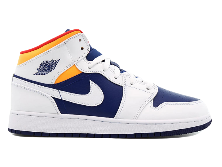 Nike Air Jordan 1 Mid White Laser Orange Deep Royal Blue (GS)