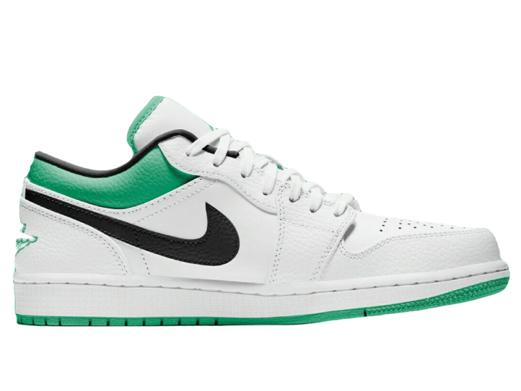 Nike Air Jordan 1 Low White Lucky Green Tumbled Leather (GS)