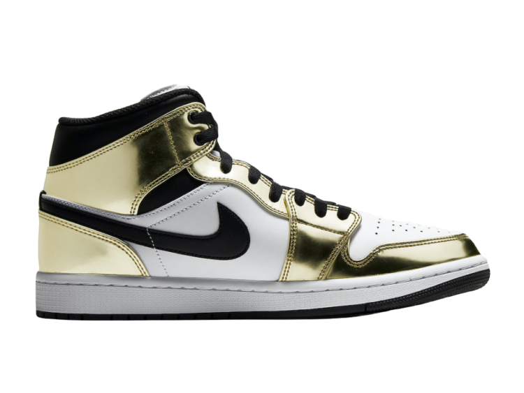 Nike Air Jordan 1 Mid Metallic Gold Black White