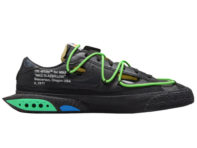 nike blazer low off white black electro green