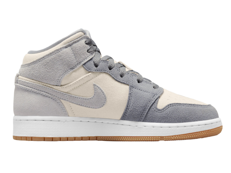 nike air jordan 1 mid se coconut milk particle grey (gs)