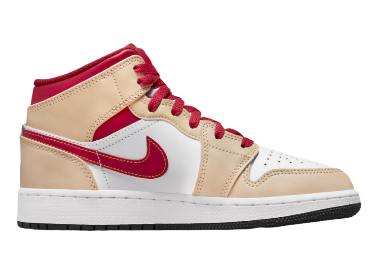 nike air jordan 1 mid light curry cardinal (gs)