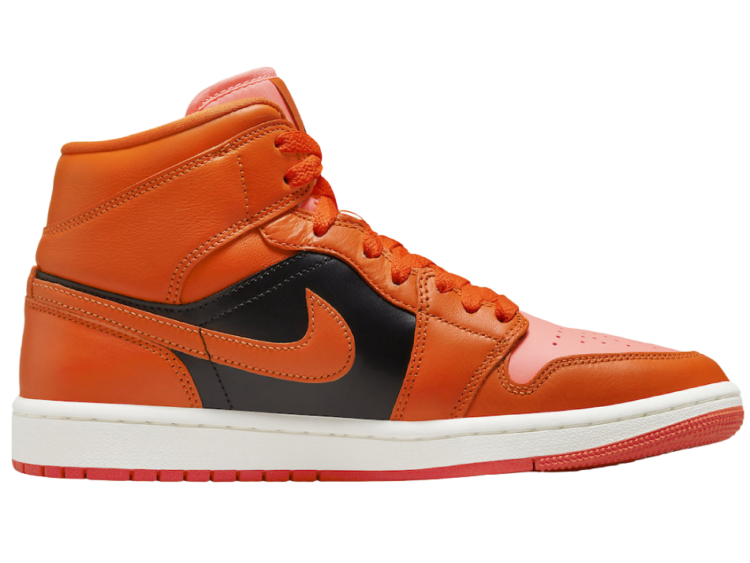 nike air jordan 1 mid orange black (w)