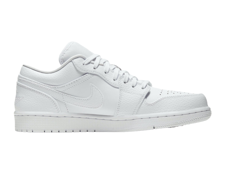 nike air jordan 1 low triple white tumbled leather