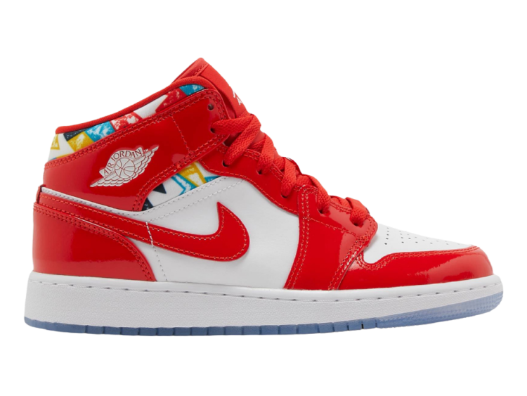 nike air jordan 1 mid barcelona sweater red patent (gs)