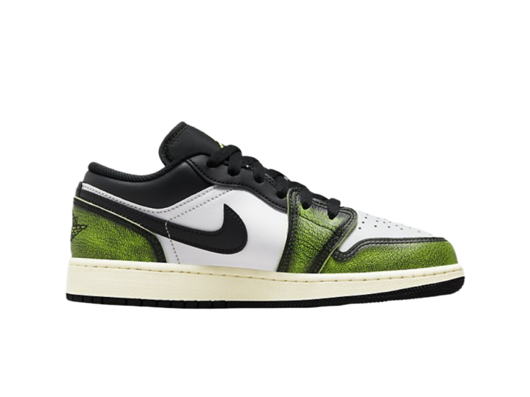 nike air jordan 1 low white black green (gs)