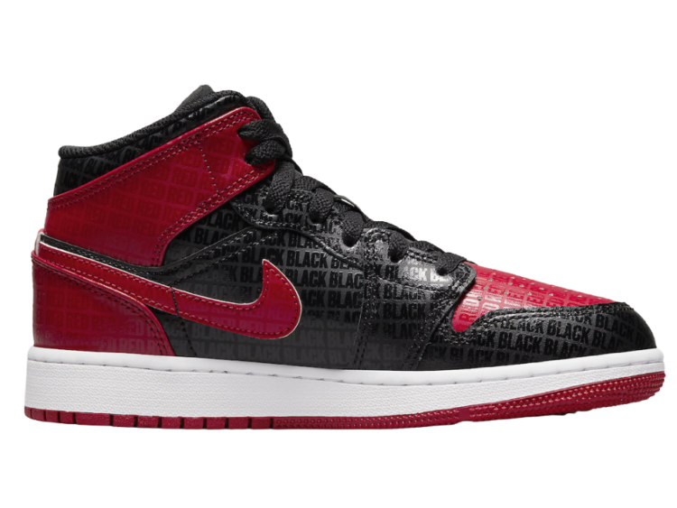 nike air jordan 1 mid bred text (gs)