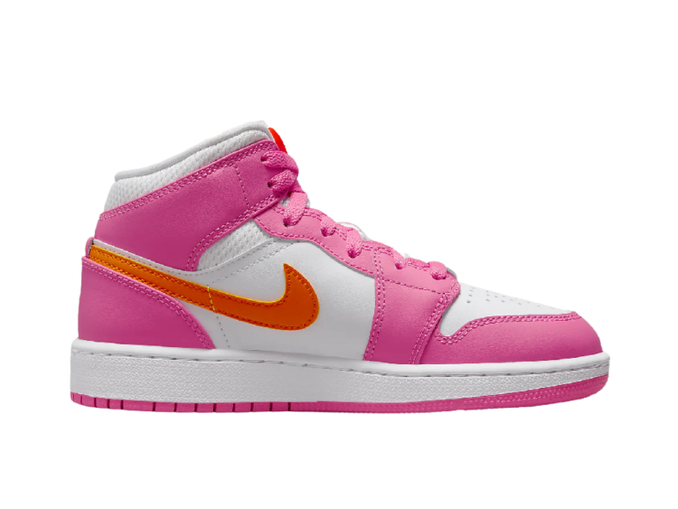 nike air jordan 1 mid pinksicle safety orange (gs)