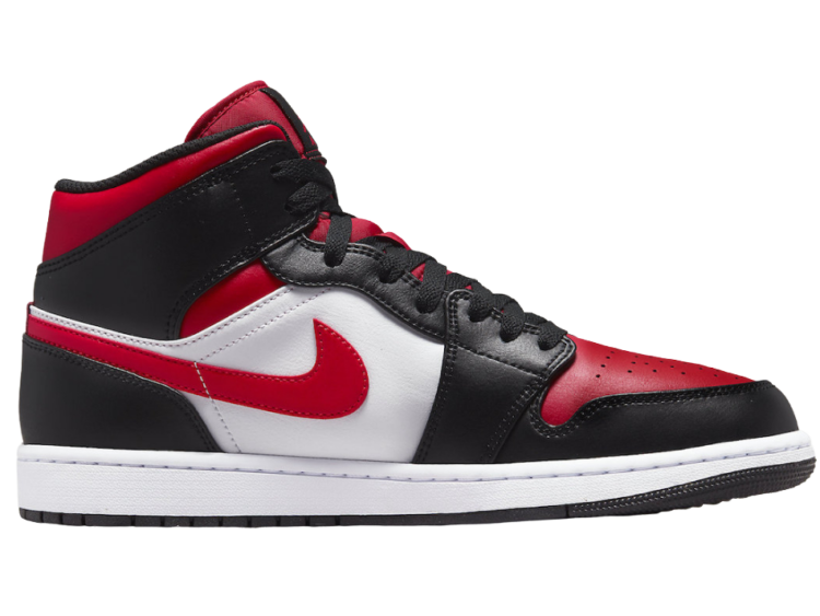 nike air jordan 1 mid white black red (2022)