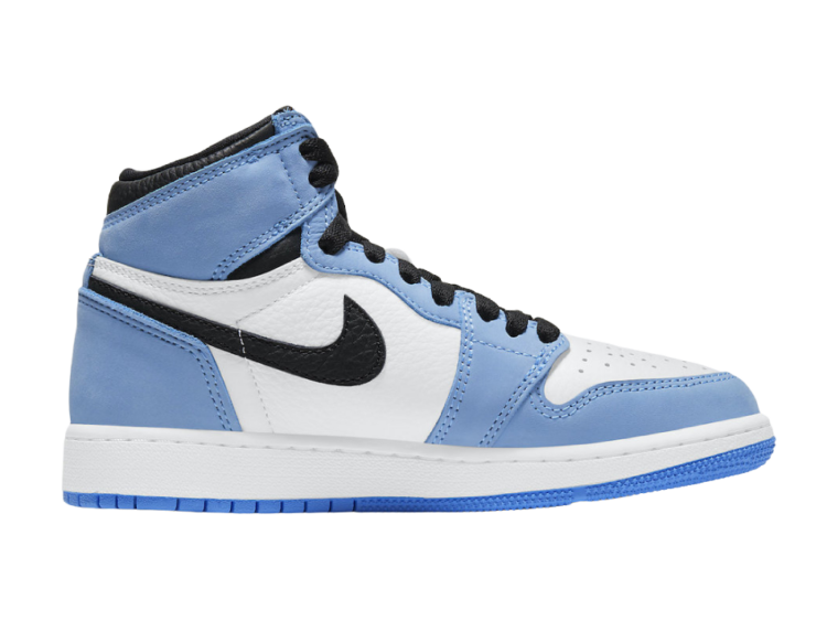 nike air jordan 1 retro high white university blue black (gs)