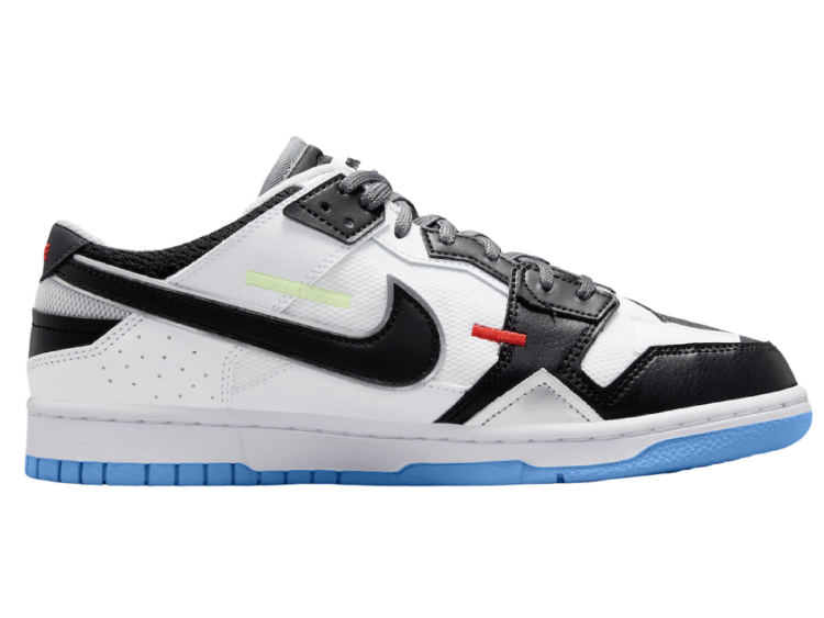 nike dunk low scrap black neutral grey university blue white