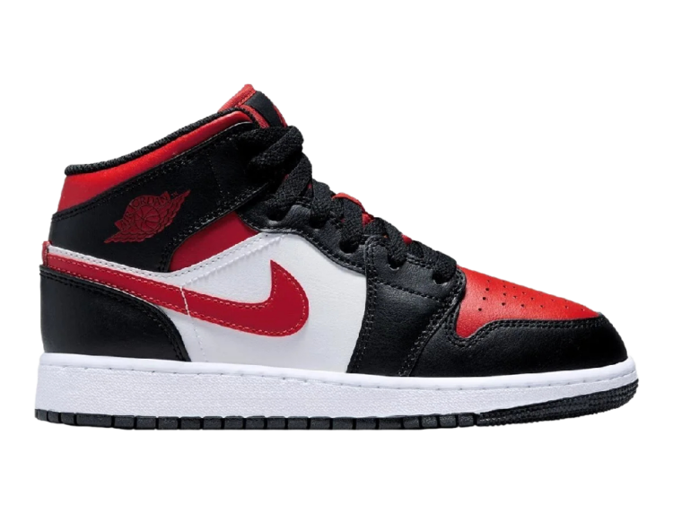 nike air jordan 1 mid black fire red (gs)