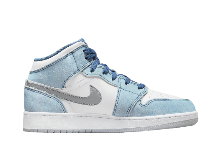 nike air jordan 1 mid se french blue light steel (gs)