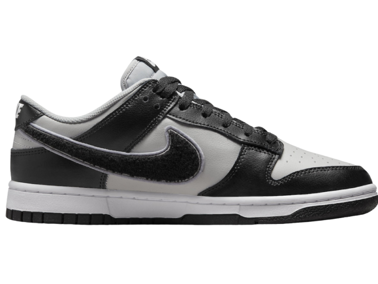 nike dunk low chenille swoosh black grey