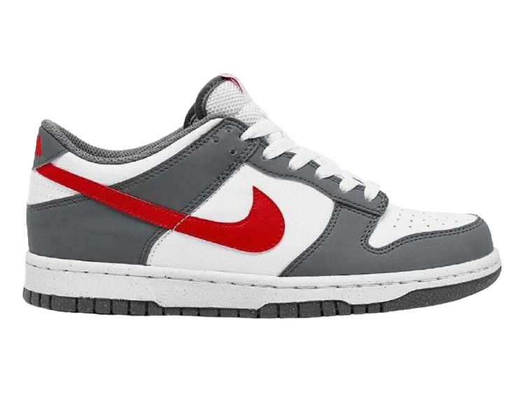 nike dunk low next nature smoke grey light crimson (gs)
