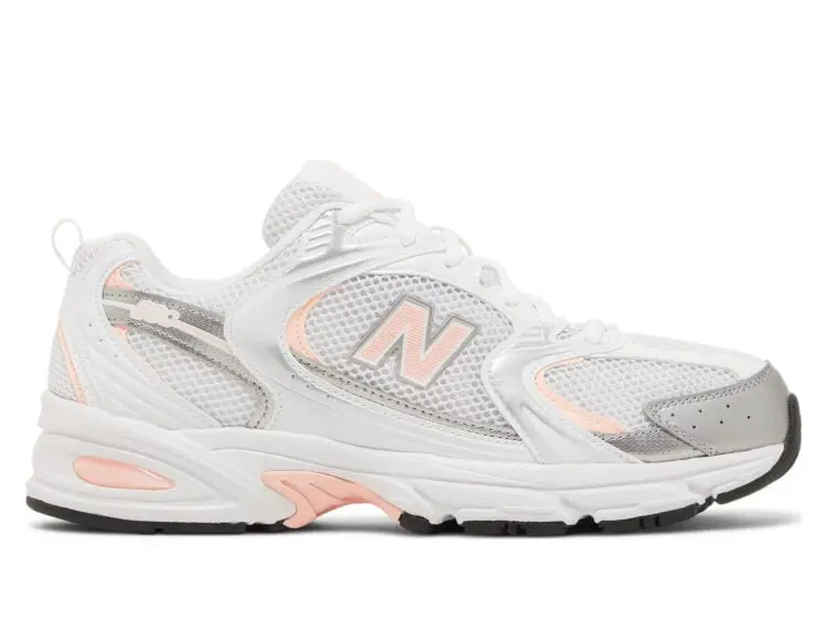 new balance 530 white silver pink