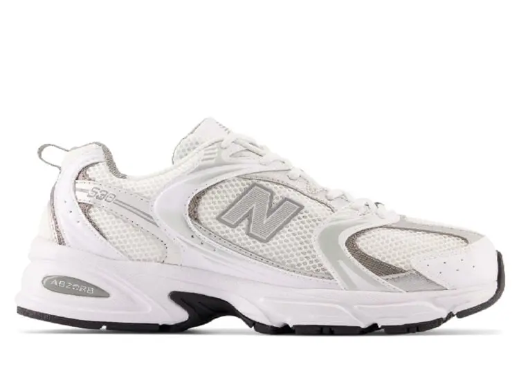 new balance 530 white silver metallic