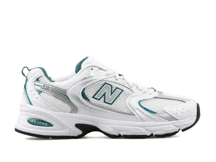 new balance 530 white silver green