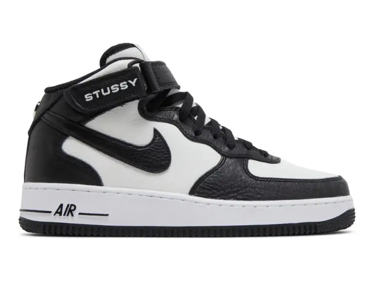 nike air force 1 mid stussy light bone black