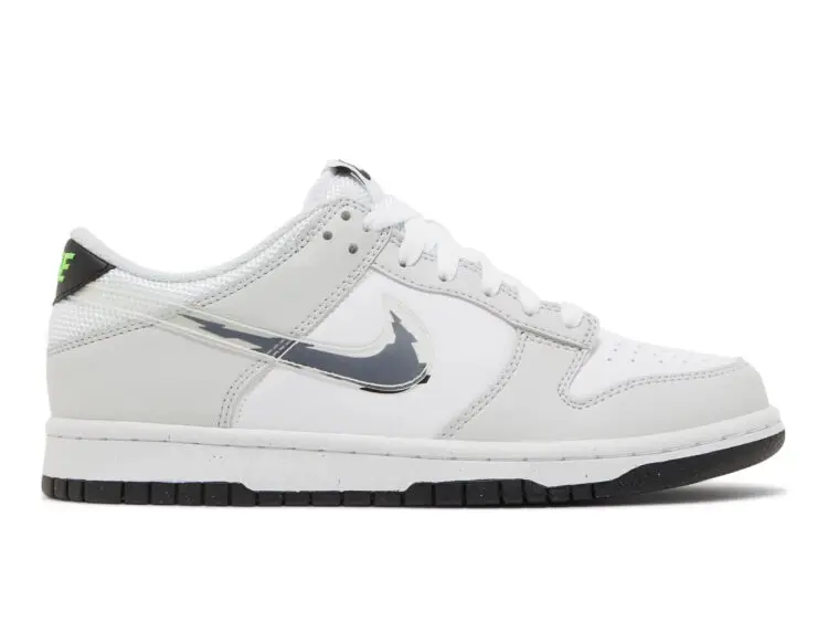 nike dunk low glitch swoosh white grey (gs)