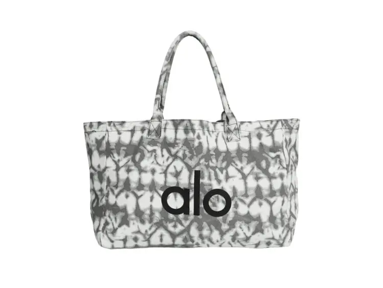 alo yoga iconic shopper tote bag grey tiedye