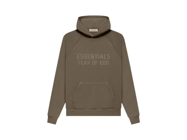 fear of god essentials hoodie wood