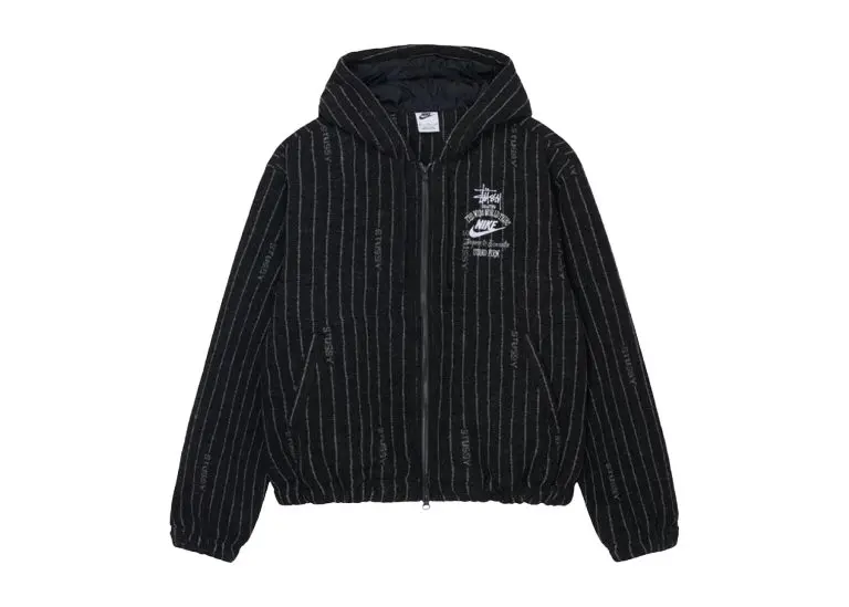nike x stussy striped wool jacket black