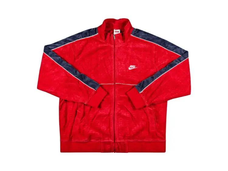 supreme nike velour track jacket red