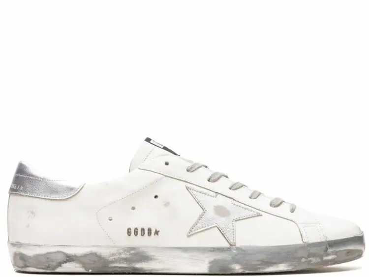 golden goose super star white silver glitter
