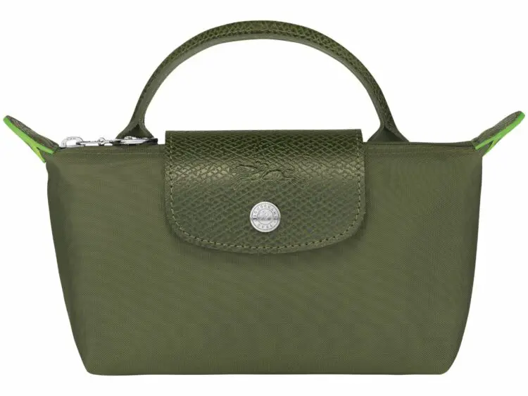 longchamp le pliage green pouch with handle forest