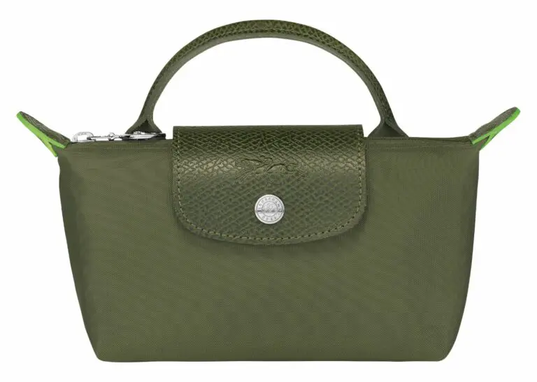 longchamp le pliage green pouch with handle forest