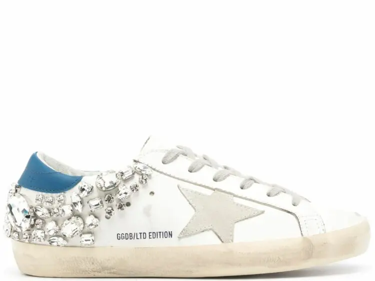golden goose super star white swarovski stone (w)