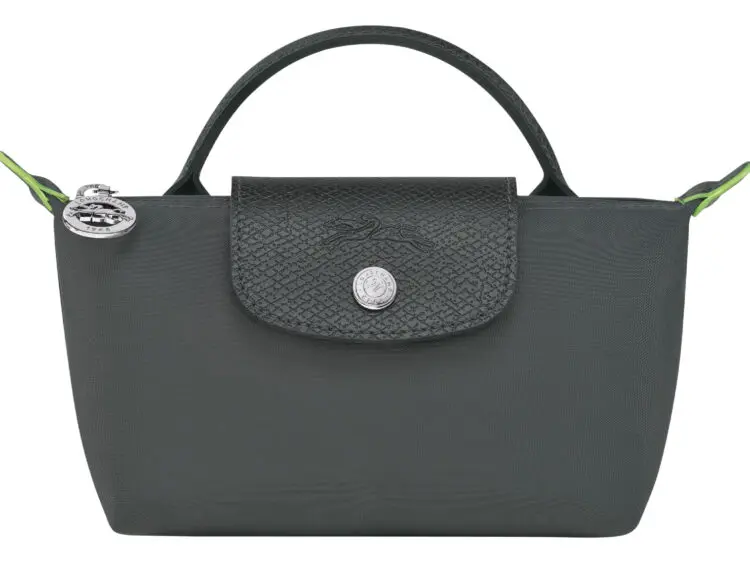 longchamp le pliage green pouch with handle graphite