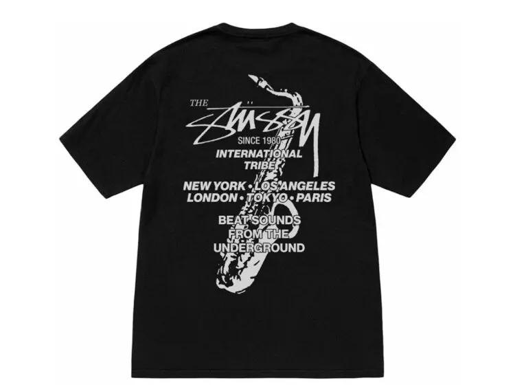 stussy beat sounds pigment dyed tee black