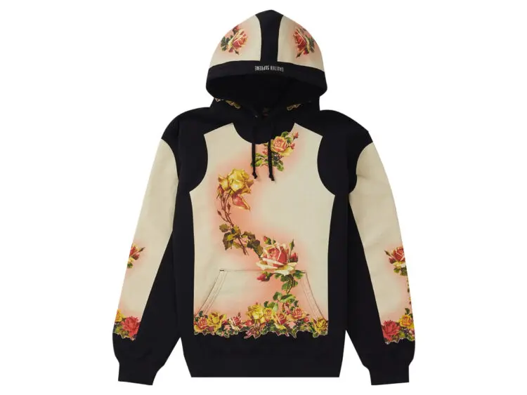supreme jean paul gaultier floral print hooded sweatshirt black