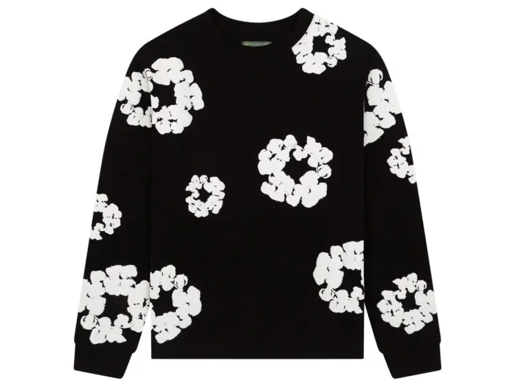 denim tears long sleeve cotton wreath t shirt black