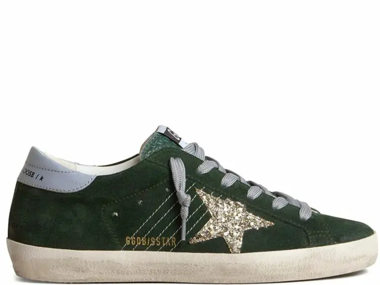 golden goose super star green suede silver glitter (w)