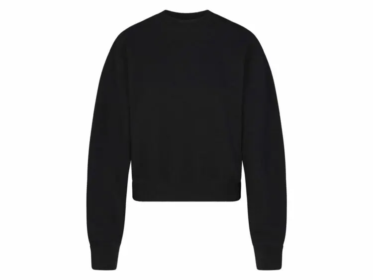 skims cotton fleece classic crewneck onyx