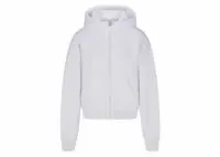 skims cotton fleece classic zip up hoodie light heather grey