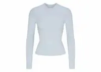 skims cotton jersey long sleeve t shirt zen blue