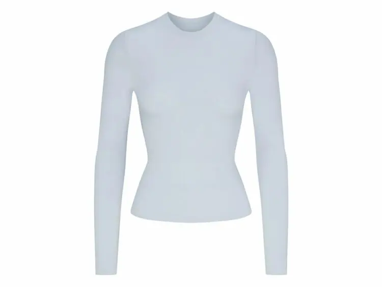skims cotton jersey long sleeve t shirt zen blue