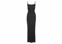 skims soft lounge long slip dress onyx