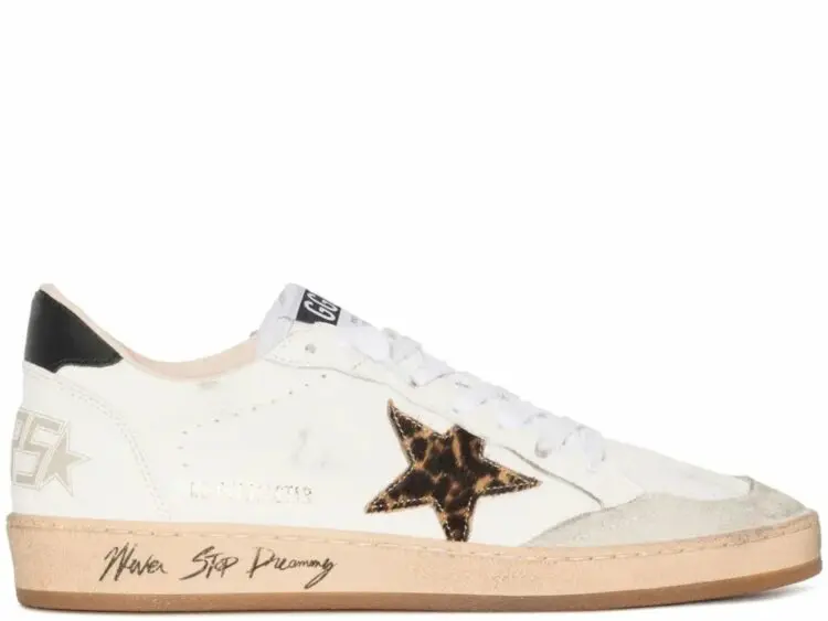 golden goose ball star leopard print pony skin star black heel (w)