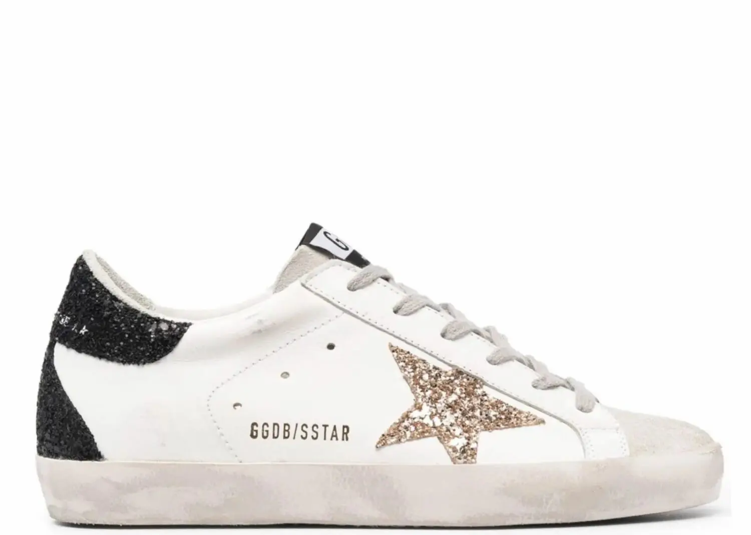 golden goose super star gold glitter star black glitter heel