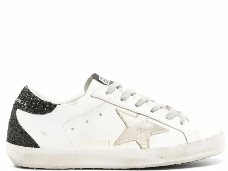 golden goose super star gold star black glitter heel (w)