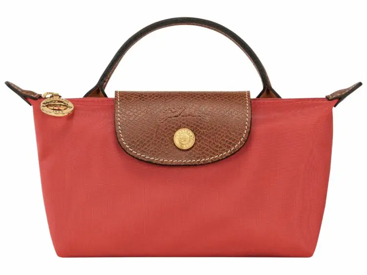 longchamp le pliage original pouch with handle tomato