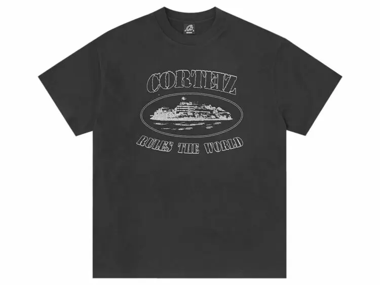 corteiz reflective alcatraz tee triple black
